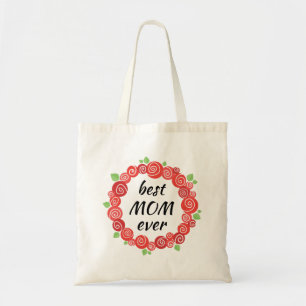 Best mum ever red roses wreath spring floral cute tote bag
