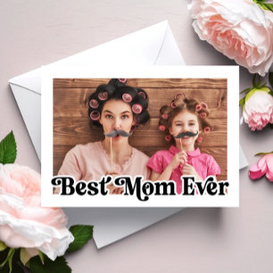 Best Mum Ever Retro Photo Floral Mother's Day Card