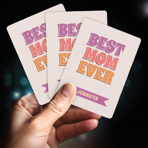 Best Mum Ever Retro Pink Colourful Custom Name  Playing Cards
