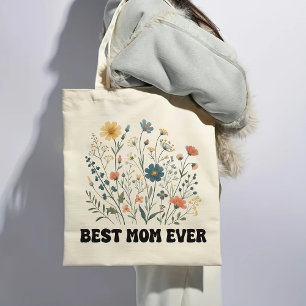Best Mum Ever Retro Wildflower Tote Bag for Mum