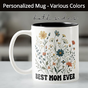 Best Mum Ever Retro Wildflowers Mug – Gift for Mum