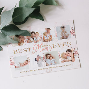 Best Mum Ever Rose Glitter 8 Photo Collage Card