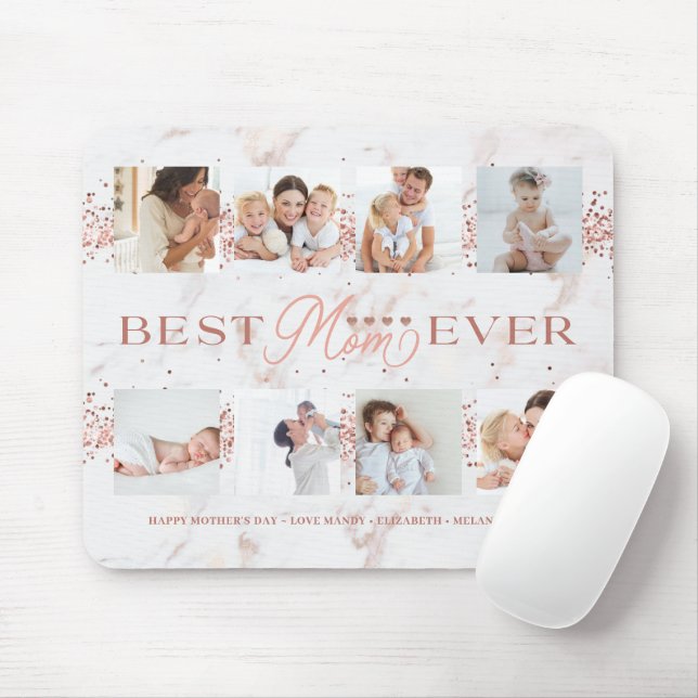 Best Mum Ever Rose Glitter 8 Photos Mother's Day Mouse Pad (With Mouse)