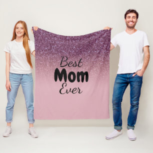 Best Mum Ever Rose Gold Glitter Mothers Day Gift Fleece Blanket