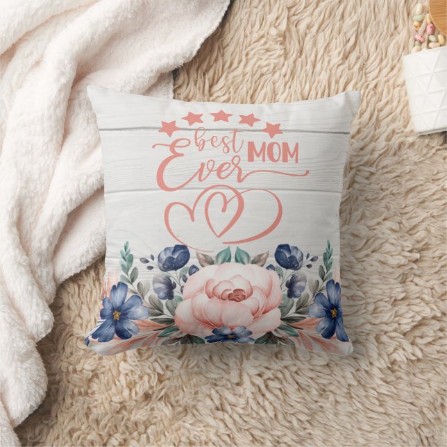 Best Mum Ever Rustic Floral Mother's Day Gift  Cushion (Blanket)