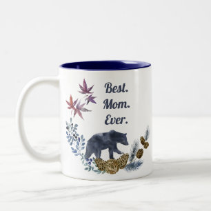 Best Mum Ever Rustic Floral Photo Mothers Day Two-Tone Coffee Mug