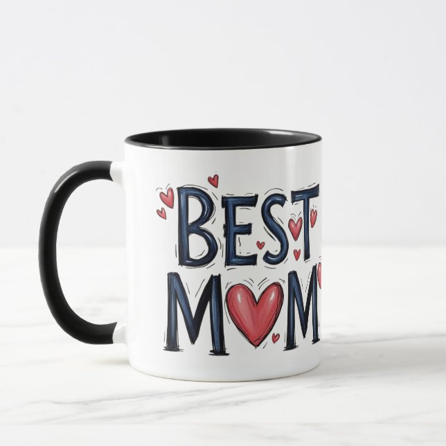 Best Mum Ever Rustic Typography with Heart  Mug (Left)