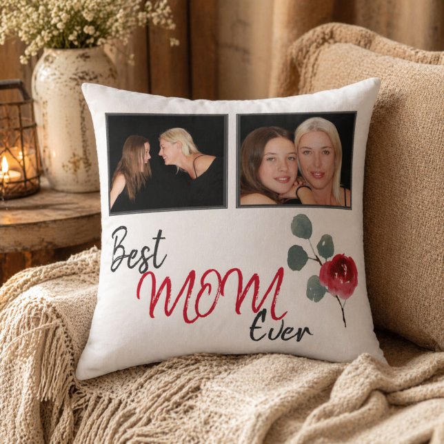 Best Mum Ever Script Mother Photo Collage Cushion (Creator Uploaded)