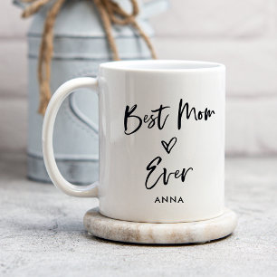 Best Mum Ever   Simple Casual Script and Heart Coffee Mug