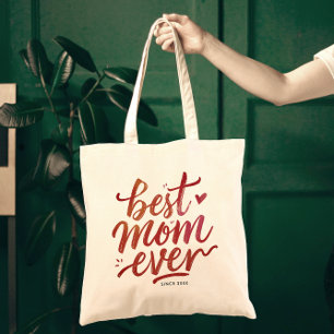 Best Mum Ever Simple Modern Chic Brown Calligraphy Tote Bag