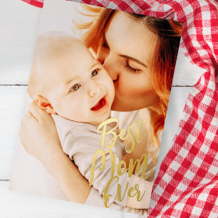 Best Mum Ever Simple Modern Custom Photo Foil Holiday Card