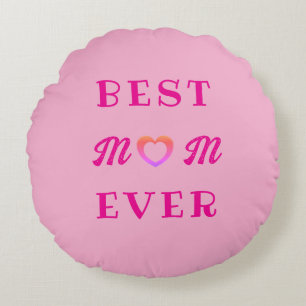 Best Mum Ever simple Pink Heart Mother's Day Gift Round Cushion