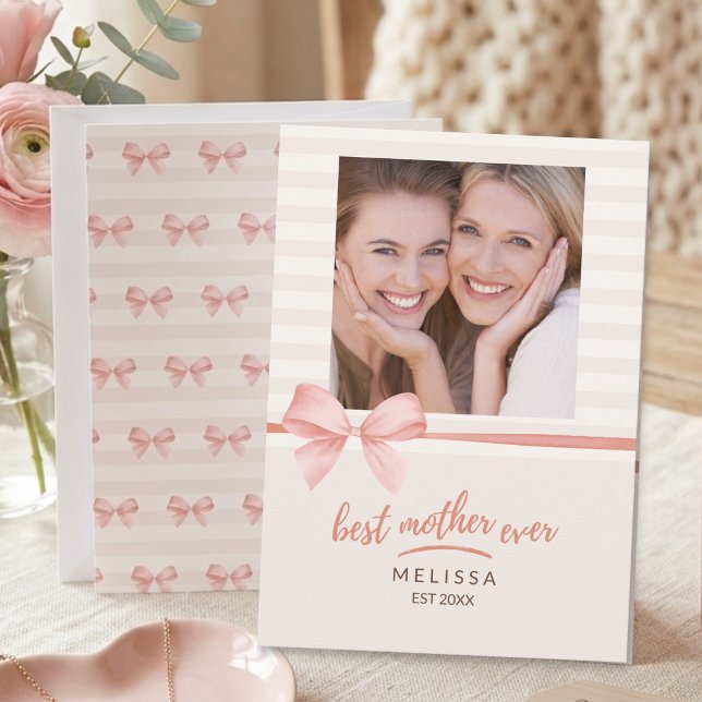Best Mum Ever Soft Blush Cream Script Mother's Day Card (Creator Uploaded)