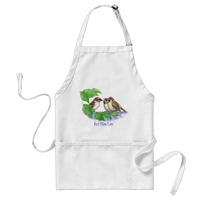Best Mum Ever Sparrow, Cute Bird Family Standard Apron (Front)
