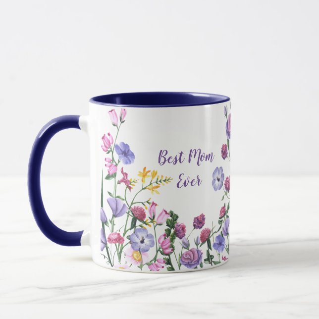 Best Mum Ever Spring Summer Garden Flowers Mug (Left)