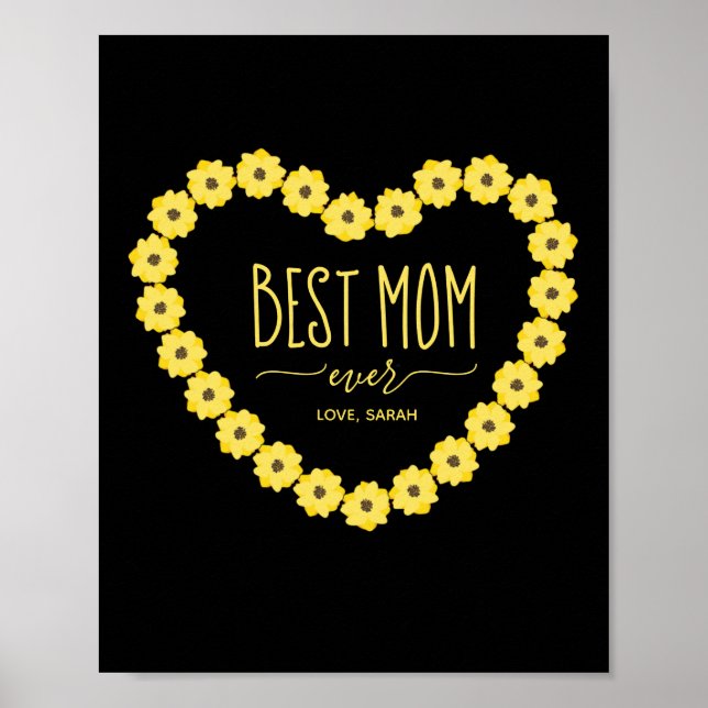 Best Mum Ever Sunflower Personalised Name  Poster (Front)