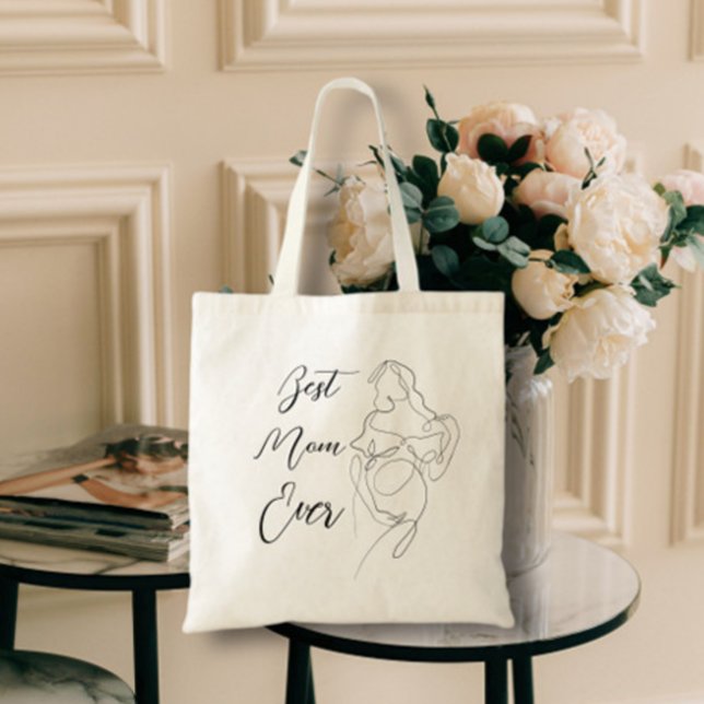 Best Mum Ever Trendy One Line lovely Pregnancy Top Tote Bag (Creator Uploaded)
