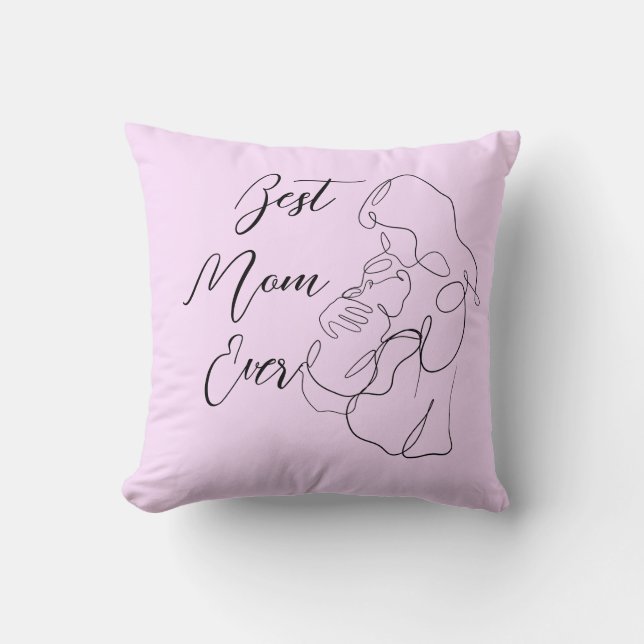 Best Mum Ever Trendy One Line Motherhood baby Cushion (Front)