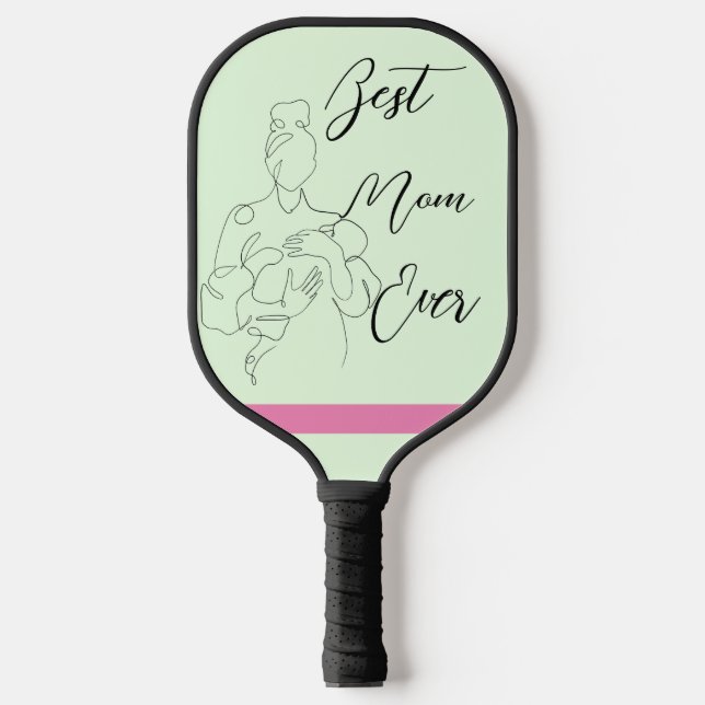 Best Mum Ever Trendy One Line Motherhood baby Pickleball Paddle (Front)