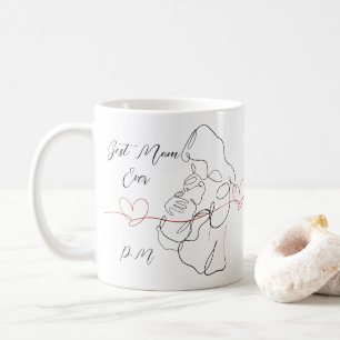 Best Mum Ever Trendy One Line Motherhood Heart Coffee Mug
