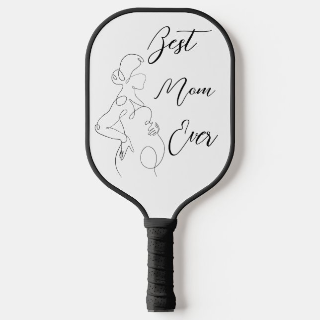 Best Mum Ever Trendy One Line Pregnancy Classic Pickleball Paddle (Front)