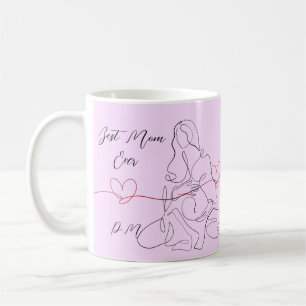 Best Mum Ever Trendy One Line Pregnancy Heart Coffee Mug