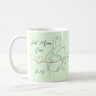 Best Mum Ever Trendy One Line Pregnancy Heart Coffee Mug