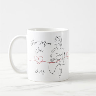 Best Mum Ever Trendy One Line Pregnancy Heart Coffee Mug