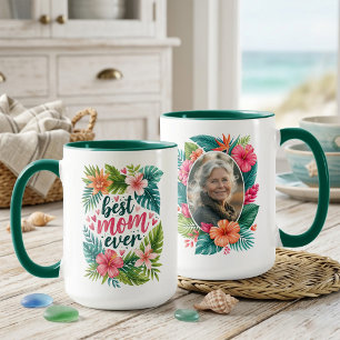 Best Mum Ever Tropical Floral Mother’s Day Photo Mug