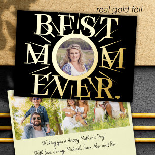 Best Mum Ever typography Mother's Day photo Foil Holiday Card