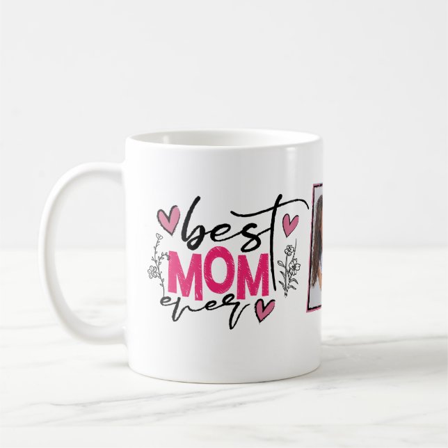 Best Mum Ever Typography Photo Coffee Mug (Left)