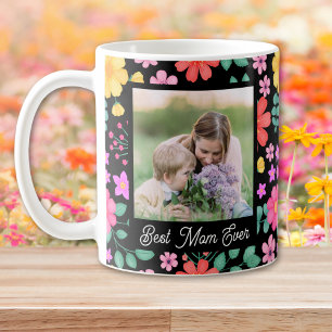 Best Mum Ever Vibrant Floral Photo Collage Coffee Mug