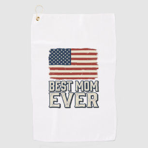 Best Mum Ever Vintage American Flag Shirt Design_1 Golf Towel