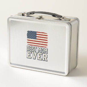 Best Mum Ever Vintage American Flag Shirt Design_1 Metal Lunch Box