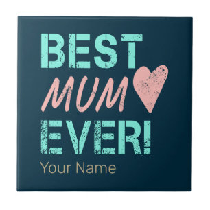 Best Mum Ever Vintage Mum Heart For Mother's Day Ceramic Tile