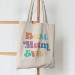 Best mum ever Vintage retro script Mother's day Tote Bag<br><div class="desc">Best Mum Ever: a simple tote bag with a colourful retro typography,  perfect to celebrate Mother's day or any other occasion.</div>
