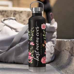 Best Mum Ever Watercolor florals personalised Water Bottle