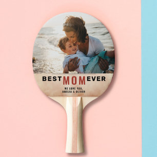 Best Mum Ever Watercolor Mother`s Day Photo  Ping Pong Paddle