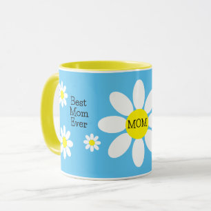 Best Mum Ever White Daisies Sky Blue Flower Mug