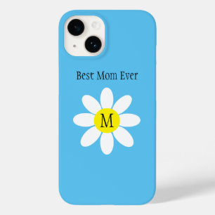 Best Mum Ever White Daisy Sky Blue Single Initial  Case-Mate iPhone 14 Case