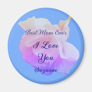 Best Mum Ever White Rose Personalised Magnet