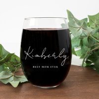 Best Mum Ever White Script Monogram
