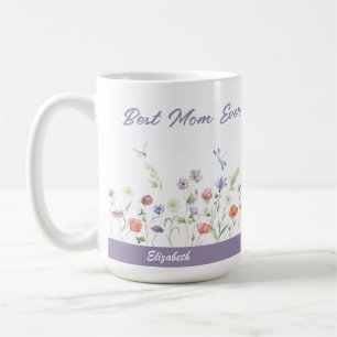 Best Mum Ever Wildflower Kids Names Mother's Day Coffee Mug