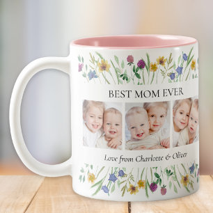 Best Mum Ever Wildflower Photo Two-Tone Coffee Mug