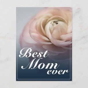 Best Mum Ever with Big Pink Rose Holiday Postcard
