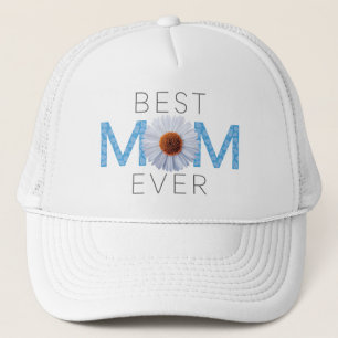 Best Mum Ever With Daisy Image Print (Blue V2) Trucker Hat