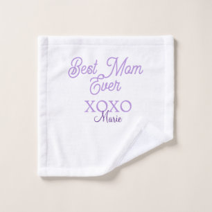 best mum ever xoxo name purple stylish mothers day wash cloth