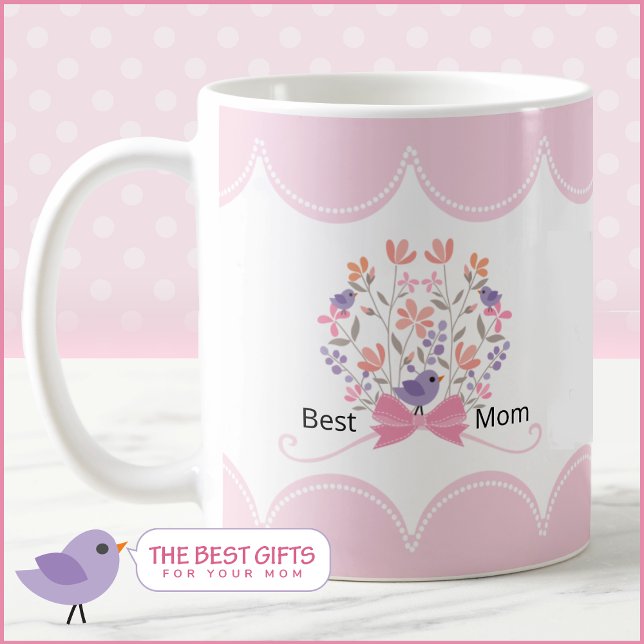 Best Mum Floral Bouquet Customisable Mothers Day Coffee Mug (Creator Uploaded)