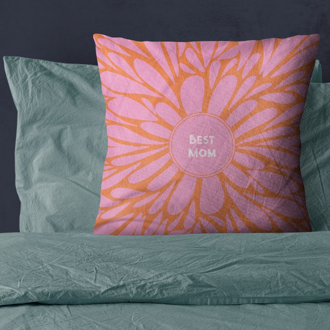 Best mum floral burst pastel orange pink cushion (Creator Uploaded)