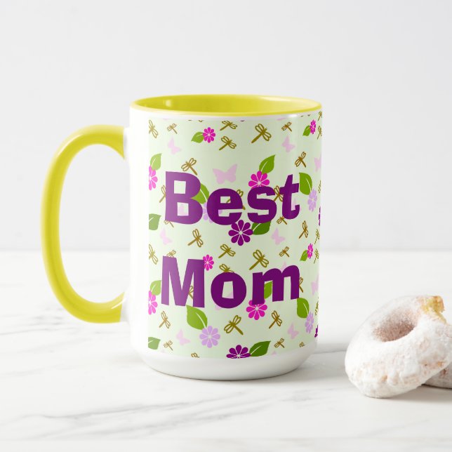 Best Mum Floral Coffee Mug (With Donut)
